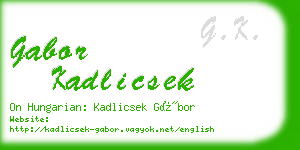 gabor kadlicsek business card